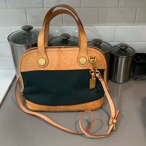 Vintage Dooney & Bourke Green Fabric Cabriolet Satchel